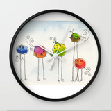 Five Silly Birds Wall Clock