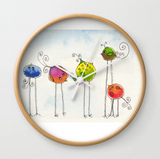 Five Silly Birds Wall Clock