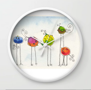 Five Silly Birds Wall Clock