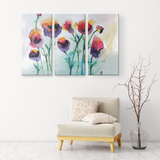 Large Floral Watercolor 3 Piece Canvas Set