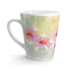 Pink Watercolor Flowers Latte Mug