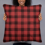 Buffalo Plaid Pillow with Face Paint Stag Art