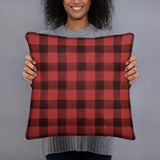 Buffalo Plaid Pillow with Face Paint Stag Art