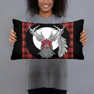 Buffalo Plaid Pillow with Face Paint Stag Art