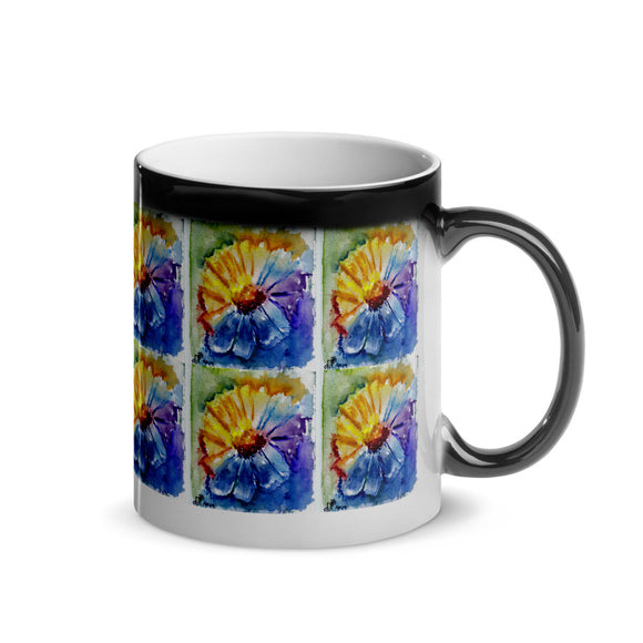 Watercolor Daisy Tiles - Glossy Magic Mug