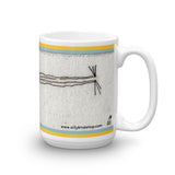 Silly Bird Mug - Blue and Yellow Bird (sideways)