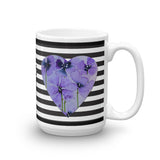 Purple Flowers Heart Mug