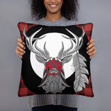 Buffalo Plaid Pillow with Face Paint Stag Art