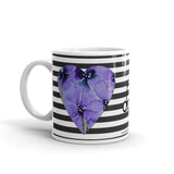 Purple Flowers Heart Mug