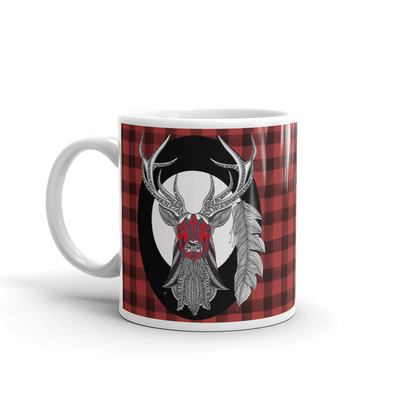 Face Paint Stag with Buffalo Plaid Mug