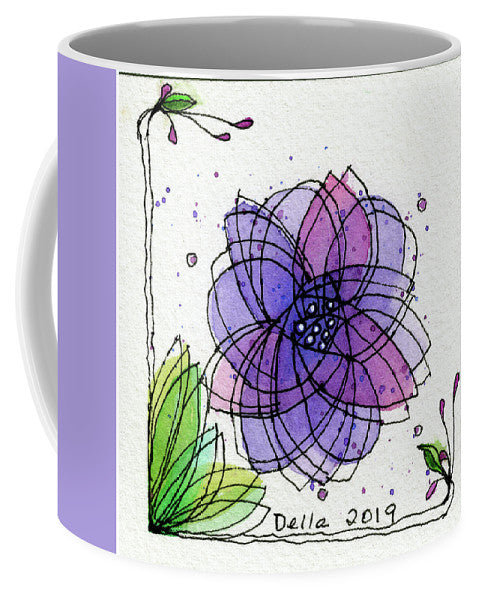 Pink And Purple Flower With Flourish  - Mug