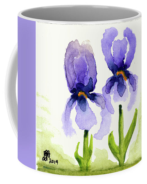 Two Irises White Background  - Mug