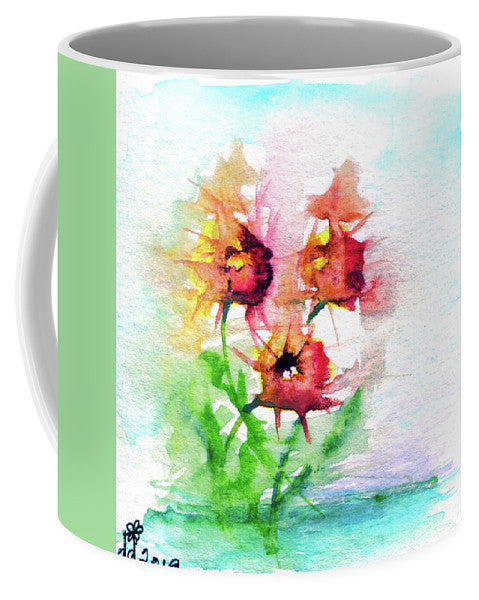 Vibrant Spikey Watercolor Flowers - Mug